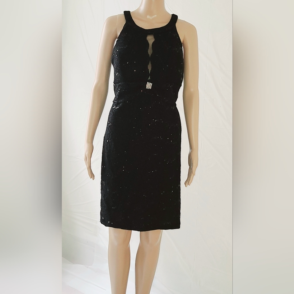 Nightway Lace Ilusion-Detail Dress